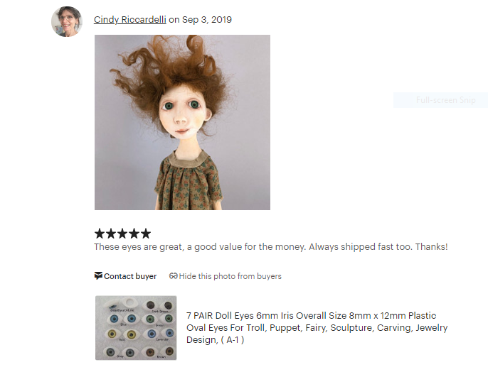 Review of Eyes purchased from GlassEyesOnLine  Etsy Shop