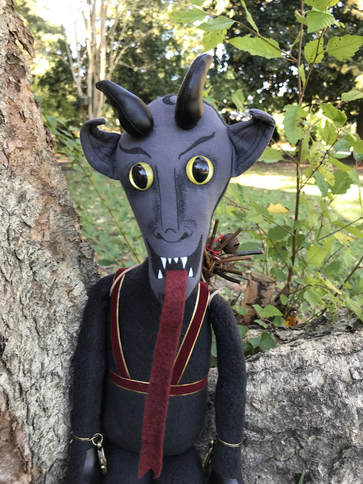 Krampus Doll with Slit Pupil Safety Eyes Yellow