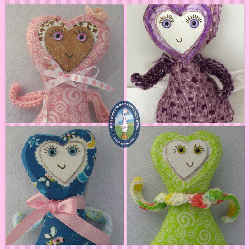 Folk Heart Dolls using Sewing, Crochet, Pyrography  Arts