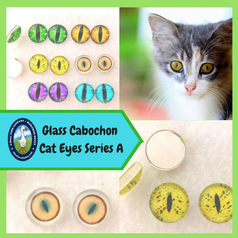Glass Eyes Cabochons For Kitty Cat, Dragon, Frog, Fantasy Art