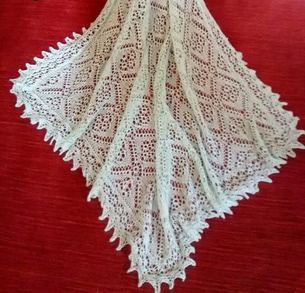 Sheltand Lace Hand Knitted Wedding Ring Shawl