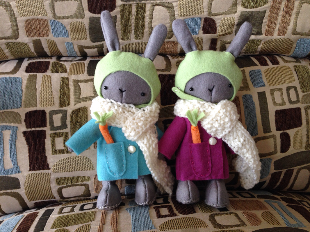 Thistledown Rabbits made by Jennifer using Pattern by May Blossom in Australia