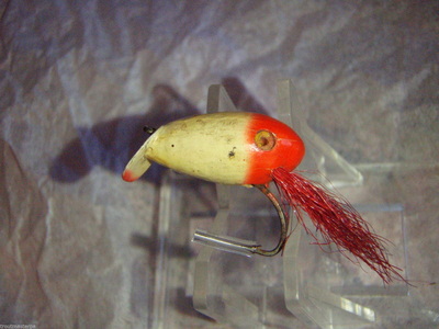 Wood Carved Fish Lure with Glass Eyes Wright & McGill tackle craft 