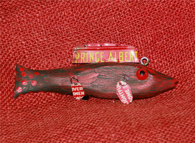 Wood Carved Fish with Glass Eyes 
