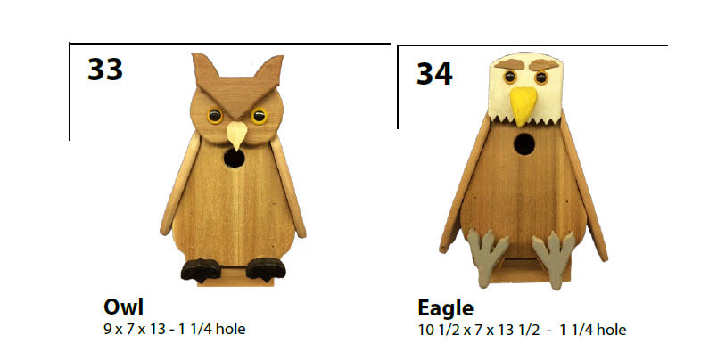 Wood Birdhouse Owl and Eagle