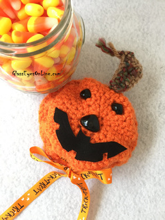 Jack O'Lantern Crochet Candy Jar Cover